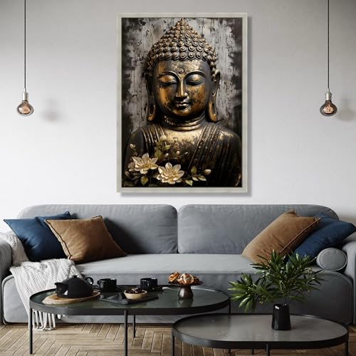 Décoration murale Bouddha visage serein tableau de salon - 4