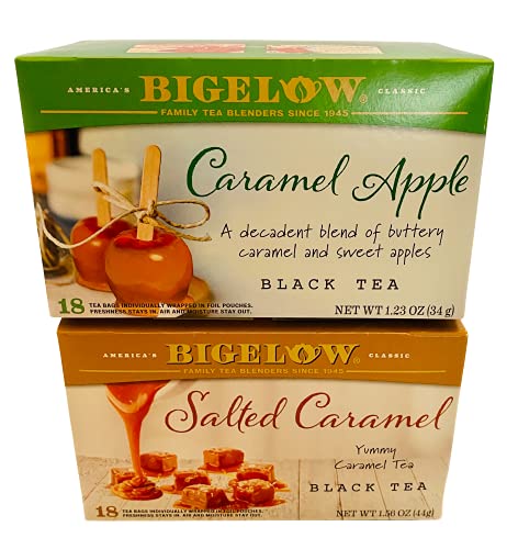 Bigelow Caramel Tea Bundle: One Box Of Salted Caramel Black Tea Bags And One Box Of Caramel Apple Black Tea Bags (For A Total Of 36 Tea Bags) 18 Count (Pack Of 2) #TOP4