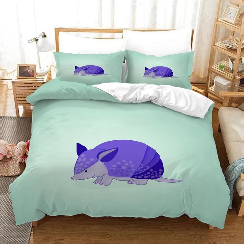 Housse de couette 140x200 microfiber cyan Tatou parure de lit 3D