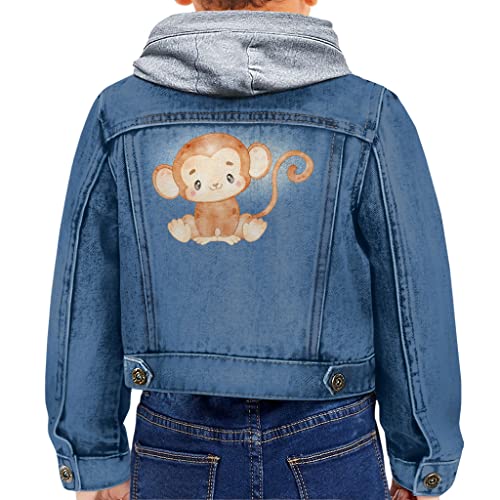 Cute Monkey Toddler Hooded Denim Jacket - Primate Lovers Gifts - Great Gifts