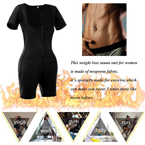 Womens Sauna Suit For Weight Loss Full Body Shapewear Bodysuit Sweat Neoprene Slimming Workout Shaper With Sleeves #TOP2