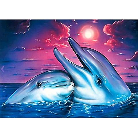 DIY 5D Diamond Painting by Number Kit for Adult,Full Diamond Piture Rhinestones by Number Kits Dolphin Couple 15.7x11.8in Pack by Greatmin Cover