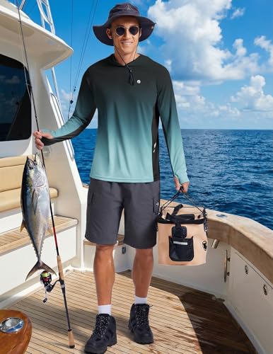 Image of PINSPARK Men's UPF 50+ Sun Shirts Long Sleeve Fishing Hoodie, UV Protection Rash Guard for Outdoor Hiking Running Swim Shirt