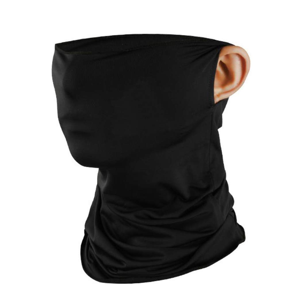 Hugo Cooling UV Summer Face Scarf Neck Gaiter Mask Cover Bandana Breathable Headwrap for Camping Running Cycling Fishing Sport black