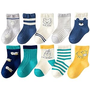 Forusky 10 Paar Jongen Katoen Laag Cut Sokken Peuter Non-Skid Kids Crew Sokken Training Baby Hero Kalf Sokken Liners…