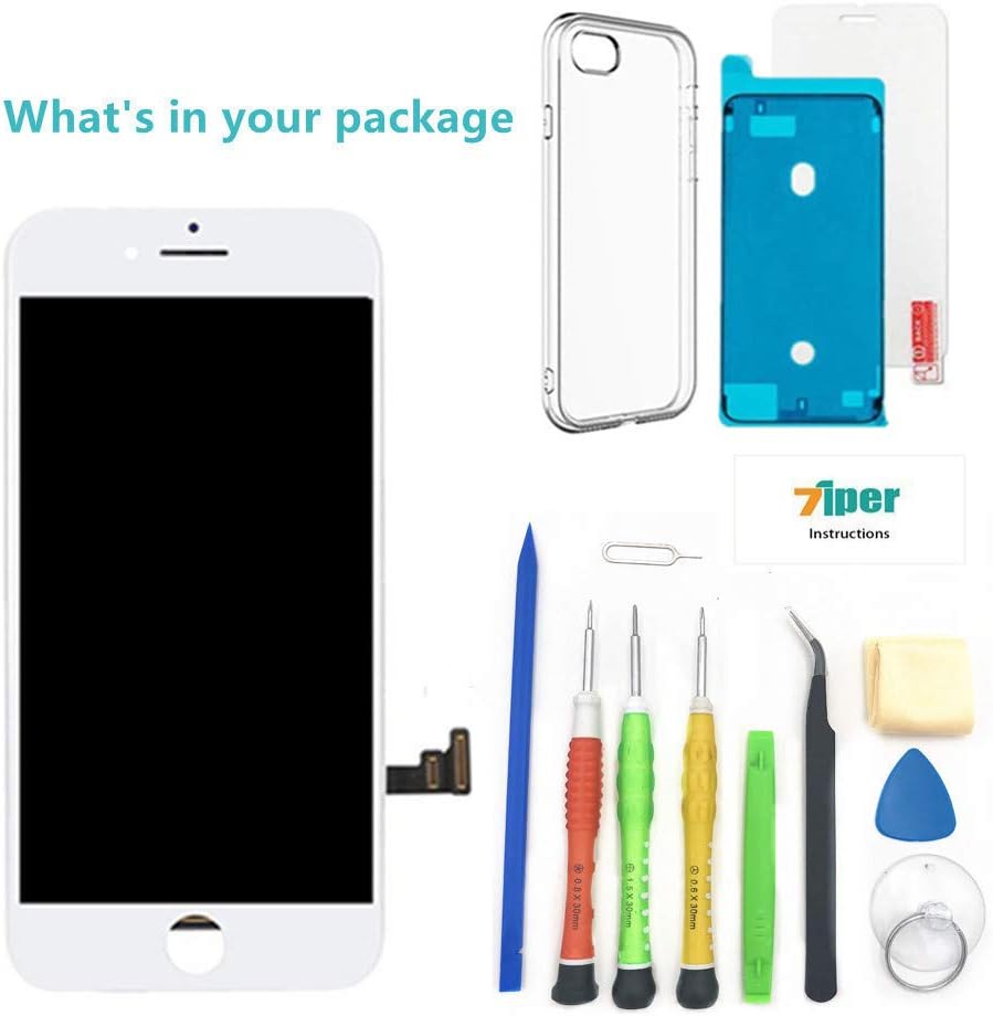 Weekly Top Sale Screen Replacement for iPhone 7 Plus (5.5 inch) - 3D Touch LCD Complete Repair Kits -LCD Touch Digitizer Display Glass Replacement - Free Cover, Tempered Glass, Tools, Instruction (White)