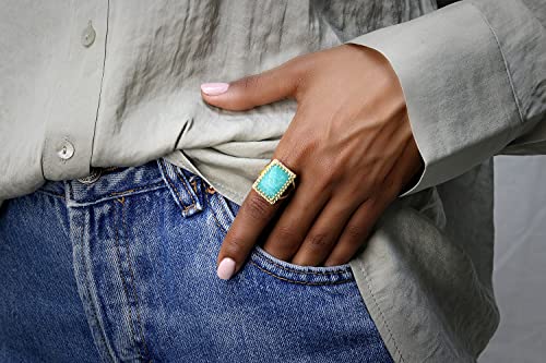 Bague amazonite avec boîte cadeau idéal pour anniversaire - 5