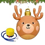 空気で膨らむクリスマスボール - 巨大クリスマスエルク,膨らむボール吊るせる飾り,フェスティバル、集会、イベント、祝賀、中庭、木、ポーチ、芝生、パティオのための