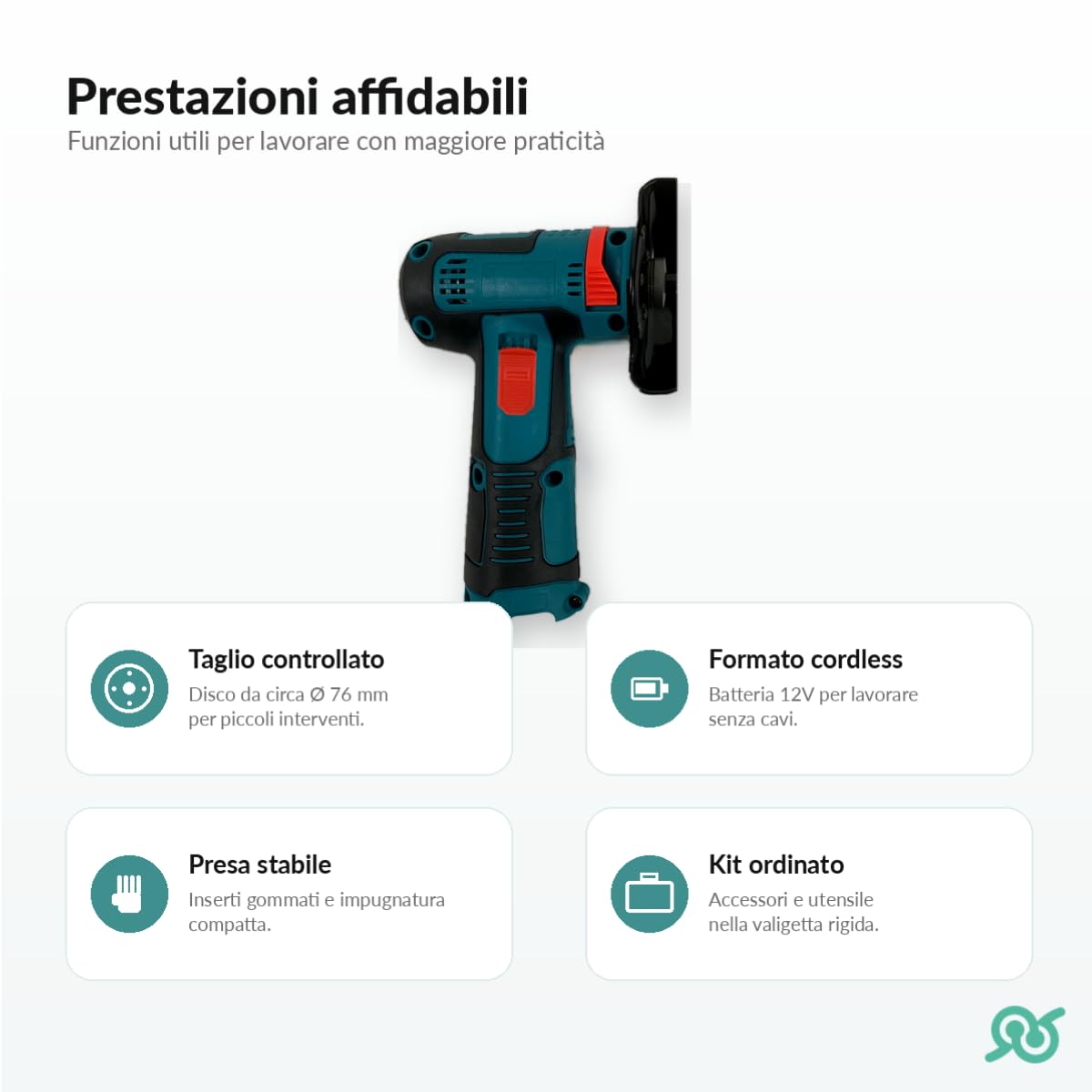 TEMPO DI SALDI Mini szlifierka kątowa z akumulatorem 12 V 76 mm do 19500 obr./min, zestaw z 2 bateriami, korpusem ABS i walizką ok. 23,5 x 20 x 9,5 cm, mini Flex do cięcia, DIY i warsztatu