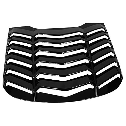 Ikon Motorsports, Rear Window Louver Compatible With 2015-2023 Ford Mustang, Ikon Style Gloss Black Window Visor Guards Sun Shade Cover Abs, 2016 2017 2018 2019 #TOP22