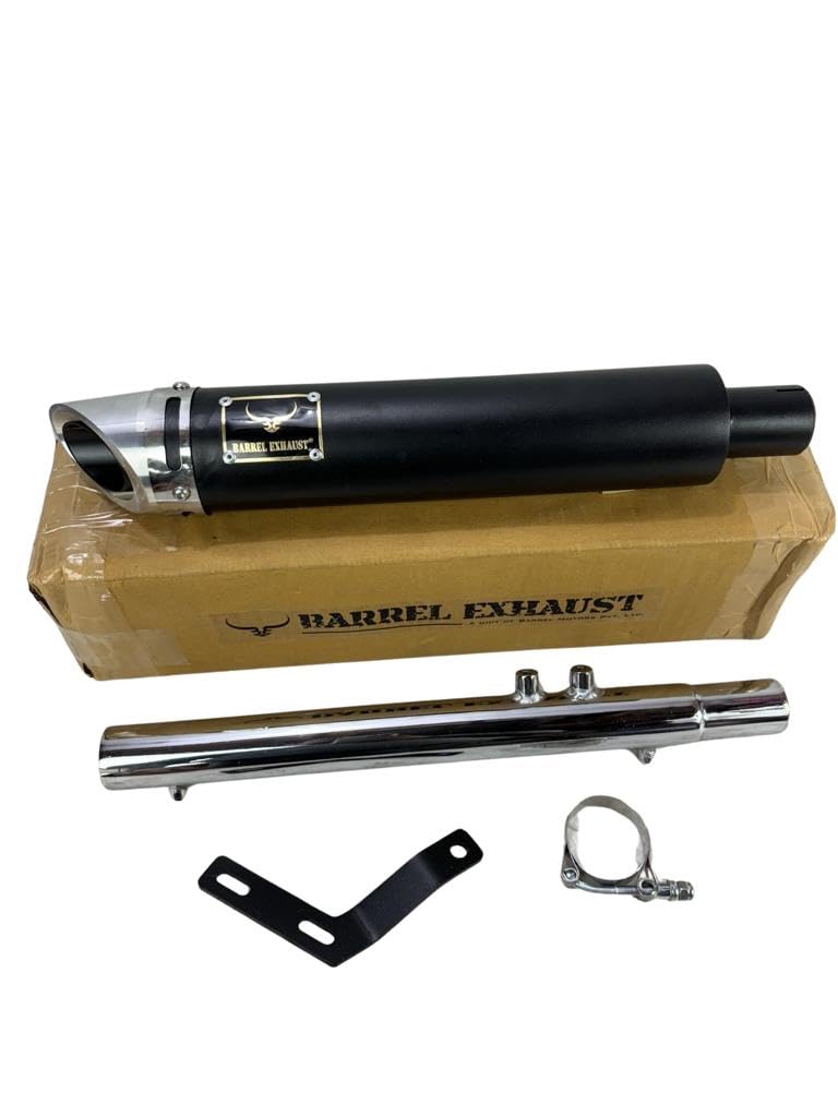 Barrel Exhaust With Bend Pipe Matt Black For New Classic 350 Reborn & Meteor 350