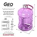 Geo Sports Bottles 1 Gallon BPA Free Reusable Leakproof Sports Water Bottle Jug with Handle Includes 48mm Stainless Steel Lid (Purple)