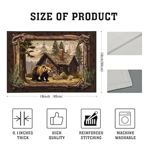 Bear Placemats Set of 4 - Lodge Cabin Place Mats 12x18 Inch Rustic Farmhouse Wild Animal Table Mats Country Woodland Kitchen Mats for Dining Table Bear Placemats Set of 4 Lodge Cabin Place Mats 12×18 Inch Rustic Farmhouse Wild Animal Table Mats Country Woodland Kitchen Mats for Dining Table