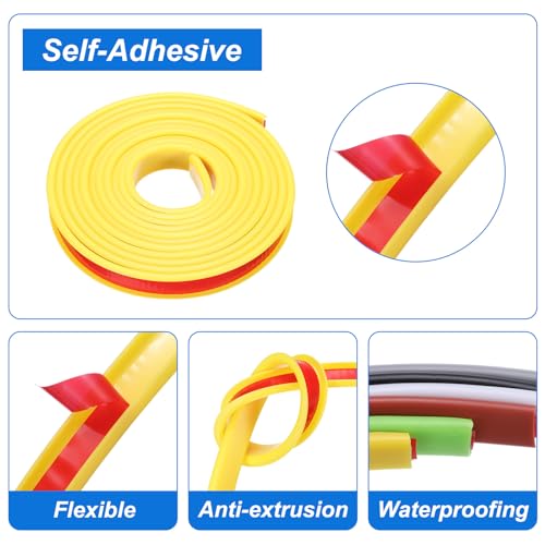 QUARKZMAN U-Form Kantenband, 9,8ft x 3/5in TPE Selbstklebendes Furnierkantenband, Sperrholzabschluss Flexibler Möbelkanten-Schutz für Furnier-Arbeitsplatte Schrankregal (Gelb).