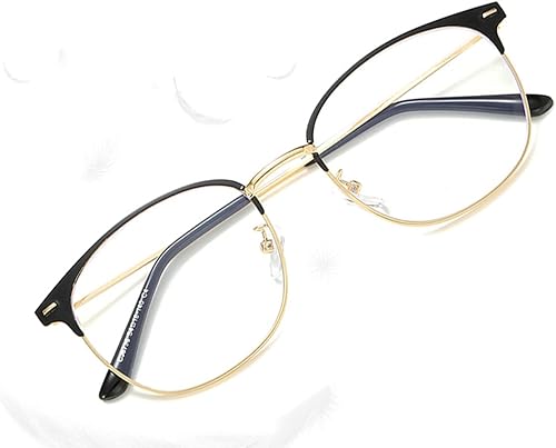 Vista 21 de Shiratori Nuevas gafas de lente transparente sin montura de medio marco de moda vintage Negro