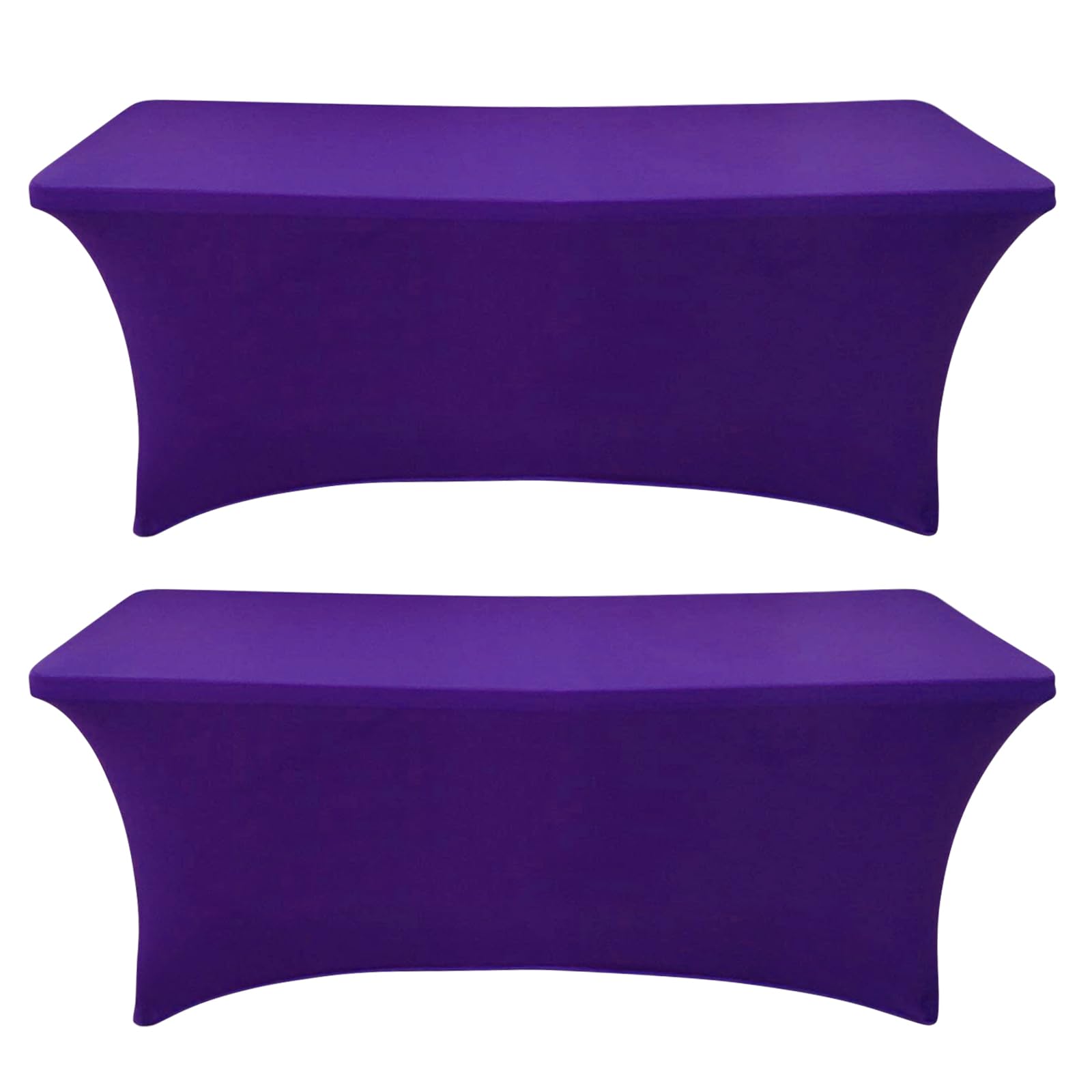 SEPARO 2 Pack 6 Ft Dark Purpe Spandex Table Cover Fitted Tablecloth | Stretchable Fabric Table Cloth 6 ft Wrinkle-Free for Party Tradeshows Banquet Weddings Cocktail