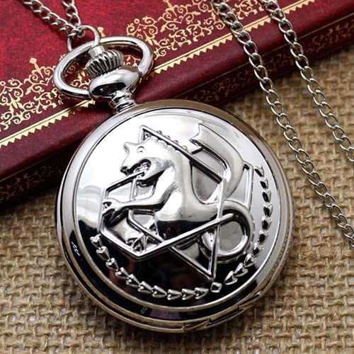 Colar Fullmetal Alchemist Relógio de Bolso Edward Elric Prata Cosplay Vintage