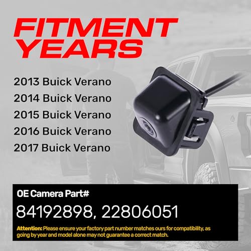 Image of Master Tailgaters Replacement for Buick Verano (2013-2017) Backup Camera OE Part # 22806051, 84192898