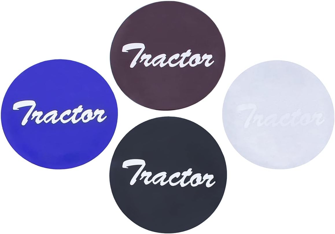 United Pacific 22991 Chrome Aluminum Screw-On Air Valve Knob w/Multiple Colored “Tractor” Script Glossy Sticker Inserts – 1 Knob & 4 Color Stickers