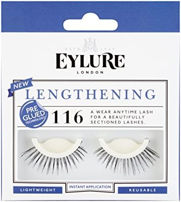 Eylure Lengthening False Lashes, Style No. 116, Reusable, Adhesive Included, 1 Pair, 18.14 Gram