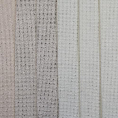Image of KCS 6 pc of 12 inch x 18 inch(30cmx45cm) 14CT Counted Cotton Aida Cloth Cross Stitch Fabric (Antique White+Oatmeal)