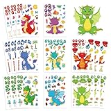 16 Sheet Cartoon Dragon Stickers Make Your Own Dragon Sticker for Teens, DIY Make-a-face Sticker Teens Adult Dragons Birthday Party Decorations,Dragons Craft Birthday Party Favor Supplies (Dragon)