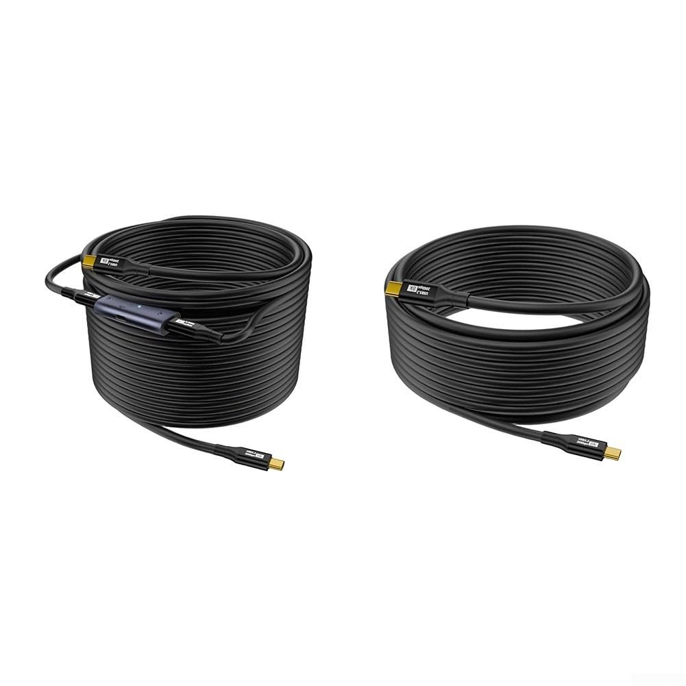 Cavo di ricarica USB C in nylon, 5 m, robusto per telefono cellulare (5 m (due pezzi)) | Ricarica rapida da 100 W, trasferimento dati da 20 Gbps, portata di 5 m, materiale in PVC, nero