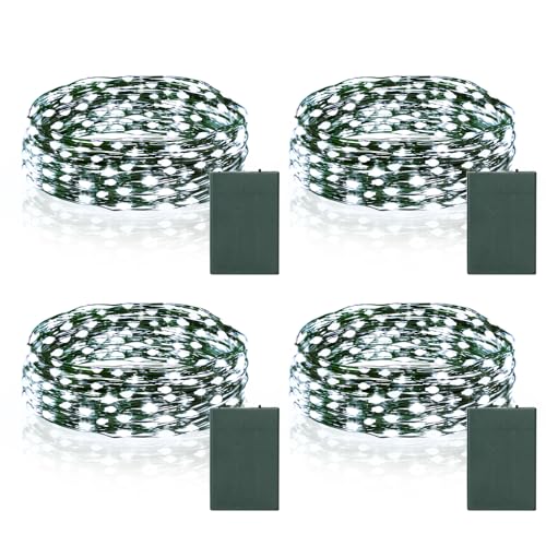 Guirlande lumineuse 50 LED blanc froid vert foncé automatique étanche