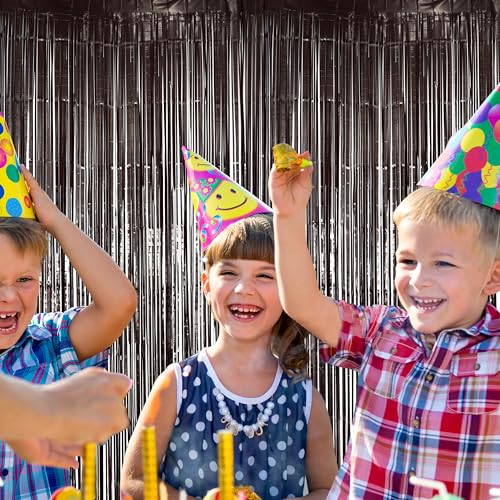 Image of Hampton Distribution 2 Pack Black Fringe Curtain Backdrop, Black Streamers, Halloween, Birthday, Shower, Party Decorations