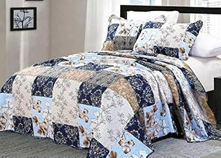 Quality Beddings Elegant & Beautiful Quilted Patchwork Bedspread Available In Different Cool Designs & Sizes (Design 3, Double)
