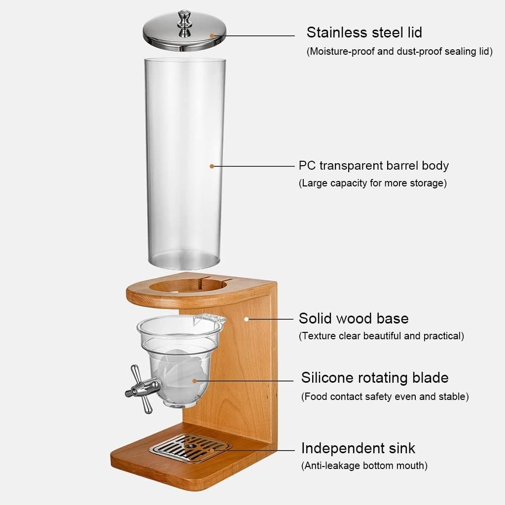 CountertopCereal Dispenser, Airtight Kitchen Storage,1-3 can Dry Food Dispenser(Separate Control) for Nuts, legumes, Snack, Candy (Color : Wood, Size : 4L) (Wood 8L)