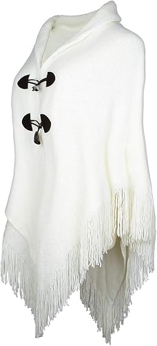 Miniatura 4 de Poncho suelto para mujer con elegante botón de trompeta, abrigo sin botones