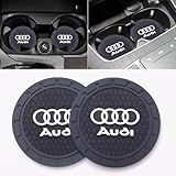 PARKTREE Silicone Anti-Slip car Cup Coasters -2Pieces Compatible with Audi Q3 Q5 Q7 S3 S4 S5 S6 S7 A3 A4 A5 A6 A7 A8 Cup Holder Coasters for car Interior Accessories 2.75 Inch Black