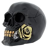 Maße: Tolle, schwarze Gothic-Rose in einer Totenkopf-Figur, Ornament, verpackt