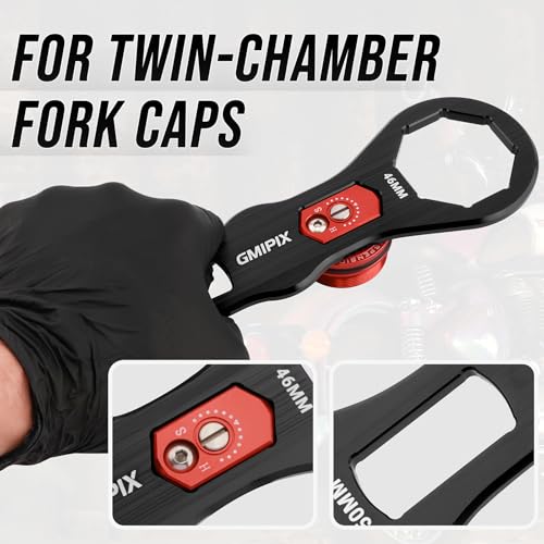 Image of 46mm 50mm Fork Cap Wrench for Octagonal Motorcycle Fork Tube Cap Bolts Install and Removal Tool (Black)