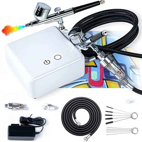 Lightwish Airbrush Kit with Compressor, Dual-Action Gravity Feed Airbrush Gun ...