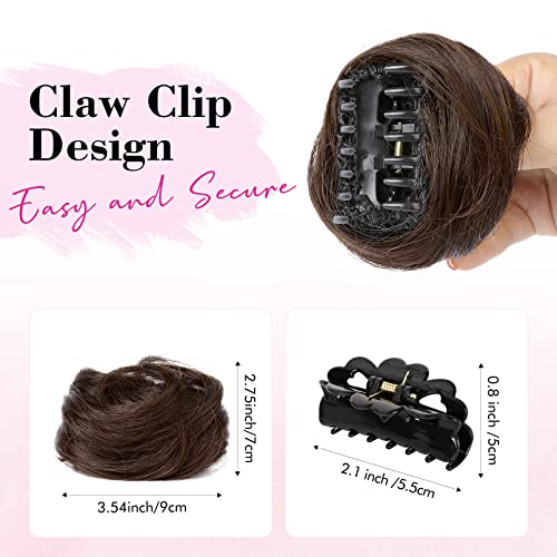 REECHO 2 PCS Mini Claw Clip in Messy & Cat Ears Hair Bun Extensions Wig Accessory Updo Hairpieces for Women Girls (Pack of 2-3.5" Wavy - Image 2