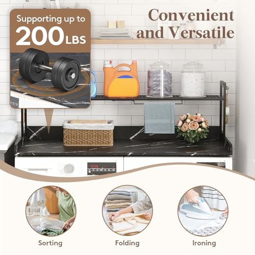 Image of Lifewit Washer Dryer Countertop with Shelf, Black Marble, 54''x 27.5''
