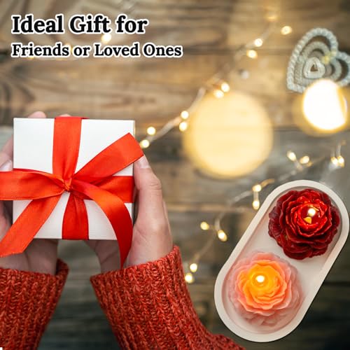 Light-Orange Peony Flower Shape Candles for Women - Aromatic Pastel Aesthetic Candle with Jasmine Fragrance - Christmas Gift for Friends Colleagues and Classmates (3 inch) - Image 6