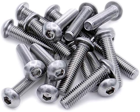 M6 (6mm x 45mm) Hex Socket Button Machine Screw (Bolt) - Stainless Steel (A2) (Pack of 20)