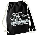 Maße: 37x46cm - 12l Siviwonder Turnbeutel - GOTT besten SPORTTOURER fahren vintage Bike NO Fußball Tourenmaschine Motorrad - Baumwoll Tasche Beutel schwarz
