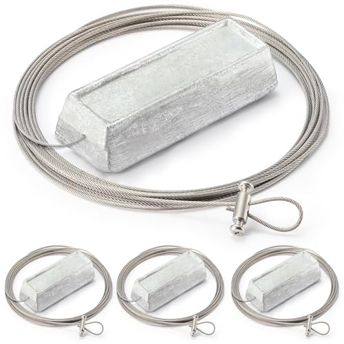 holama Sacrificial Zinc Marine Anode for Boat Lift and Dock Protection | Anti-Corrosion Zinc for Saltwater Pool | 2.4lbs*4pcs with 20ft. 316 Stainless Steel Cable and 3 Crimps for Attachment