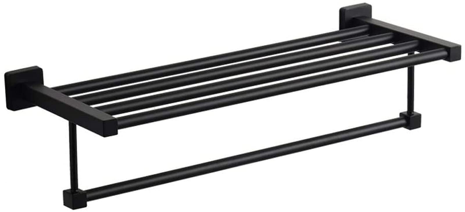 Support de rangement porte-serviettes en acier noir mural étagère moderne double barre