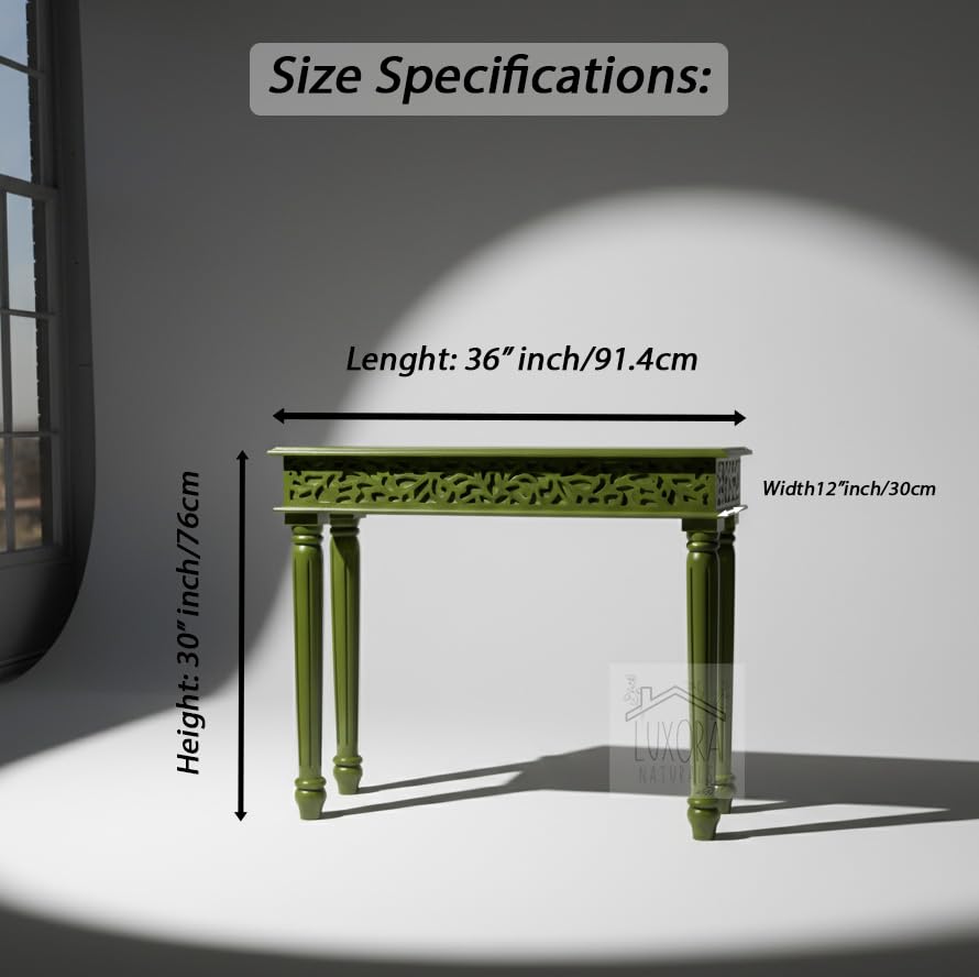 Image of Solid Wood Side Tables Console Sofa Tables End Table /Coffee Snack Console Table for Living Room, Hallway (Olive Green) (Olive Green)