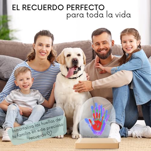 Miniatura 2 de Huborns Kit Huellas Familia Con Pinturas, Marco Huellas Bebé Recién Nacido, Regalo Familiar Original, Recuerdo Padres E Hijos Y Decoración Hogar