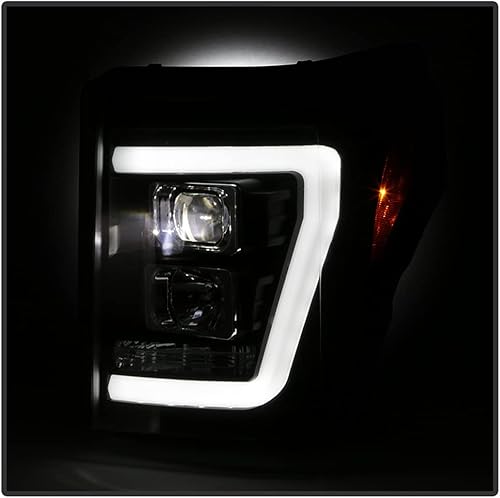 Miniatura 6 de ACANII - Para Ford F250 F350 SuperDuty 2011-2016 Tubo LED negro con proyector LED integrado Faros delanteros izquierdo+derecho
