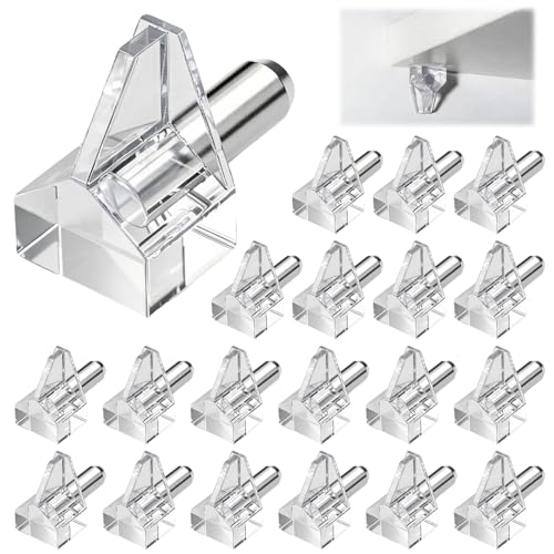 5 Millimeters Shelf Support Peg，Support Cabinet Shelf Pins，Clear Plastic Replacement Peg Cabinet Shelf Supports Pins for Kitchen Furniture Book Shelves Shelf Holder Locking Pins(20 Pieces)