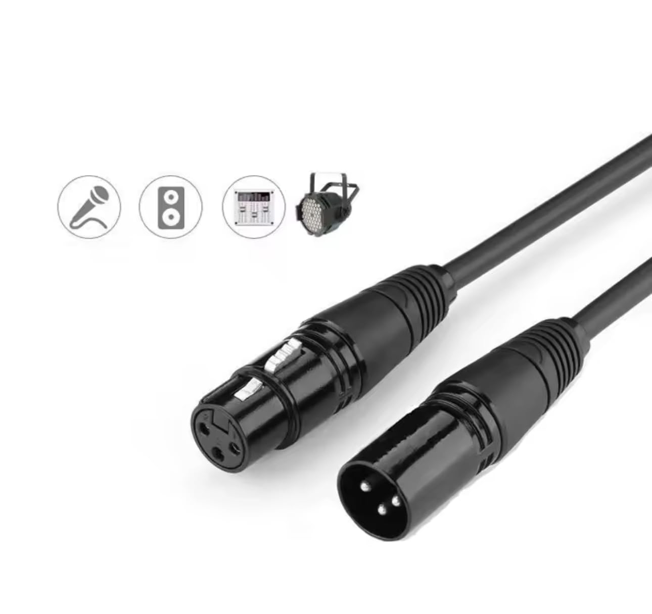 Genérico Cables de Audio XLR Macho a Hembra, Negro, Conectores de 3 Pines, para Micrófono y Equipos de Audio Profesional, Pack de 10