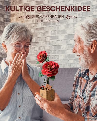 ROBOTIME 3D Holz Blumen Puzzle Rote Kamelie, Modellbausätze für Erwachsene zum Zusammenbauen, künstliche Ewige Blüten, DIY Bastelset… – Ansicht 5