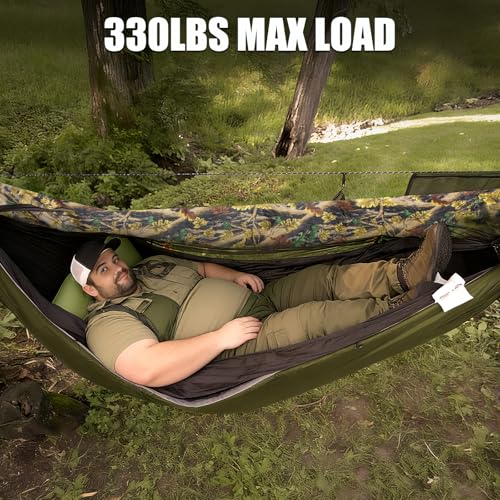 Image of Night Cat Camping Hammock Tent: Lightweight Portable 4 in 1 Hammock with Rain Tarp and Mosquito Net for Hiking Jungle Outdoor